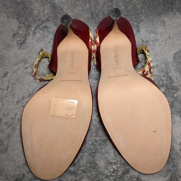 Manolo Blahnik Red and Yellow Strapped Heels - Picture 7 of 10